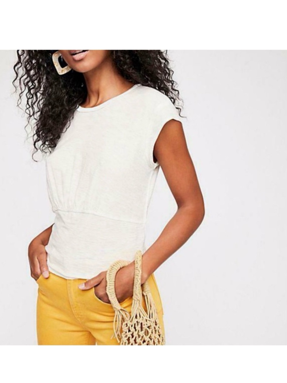 Free People We The Free Cap Sleeve Summer Here Muscle Tee White Size Small